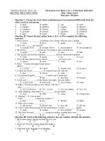 Đề thi KSCL học sinh giỏi môn Tiếng Anh 8 năm 2020-2021 có đáp án - Trường THCS Liên Châu (Lần 1)