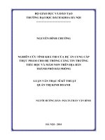 Nghiên cứu tính khả thi của dự án cung cấp thực phẩm cho hệ thống căng tin trường tiểu học và mầm non trên địa bàn thành phố hải phòng  