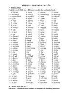 BÀI ÔN TẬP TIẾNG ANH LỚP 9 – LẦN 2