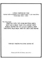 những yếu tố ảnh hưởng đến kết quả học tập của sinh viên khoa kinh tế và luật khóa 2009 trường đại học mở tp hồ chí minh 