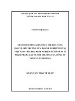 Thẩm định điều kiện thực thi khả năng bảo vệ môi trường của doanh nghiệp FDI tại việt nam   bài học kinh nghiệm từ hành vi vi phạm pháp luật về môi trường của công ty vedan và formosa 