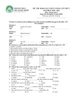 Đề thi KSCL môn Tiếng Anh 6 năm 2020-2021 - Trường THCS Chu Mạnh Trinh