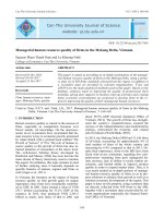 Managerial human resource quality of firms in the Mekong Delta, Vietnam