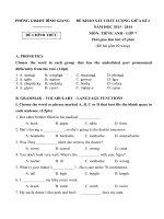 Tải 6 Đề thi giữa kỳ 2 môn Tiếng Anh lớp 7 CÓ ĐÁP ÁN - Đề kiểm tra giữa kỳ 2 môn tiếng Anh lớp 7 có đáp án