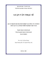 Luận văn Thạc sĩ Quản trị kinh doanh: Quản trị rủi ro doanh nghiệp tại Công ty Cổ phần Chế tạo và Lắp ráp Thiết bị điện Việt Nam