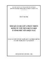 Mối quan hệ giữa phát triển kinh tế với tiến bộ xã hội ở tỉnh phú yên hiện nay  