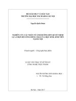 Nghiên cứu các nhân tố ảnh hưởng đến quyết định lựa chọn đồ uống đóng chai của học sinh, sinh viên tại thành phố hà nội 
