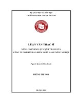 Luận văn Thạc sĩ Quản trị kinh doanh: Nâng cao năng lực cạnh tranh của Công ty cổ phần bảo hiểm Ngân hàng Nông nghiệp