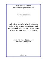 Phân tích, đề xuất một số giải pháp nhằm hoàn thiện công tác quản lý thu ngân sách nhà nước trên địa bàn huyện yên sơn, tỉnh tuyên quang 