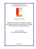 Phân tích, đề xuất giải pháp cải thiện hoạt động sử dụng tài sản tại công ty tnhh một thành viên cơ khí chính xác 29 