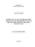 Nghiên cứu các yếu tố liên quan đến băng huyết sau sinh do đờ tử cung và hiệu quả điều trị bằng chèn bóng lòng tử cung 