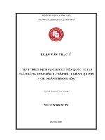 Luận văn Thạc sĩ Quản trị kinh doanh: Phát triển dịch vụ chuyển tiền quốc tế tại ngân hàng TMCP Đầu tư và Phát triển Việt Nam - Chi nhánh Thanh Hóa