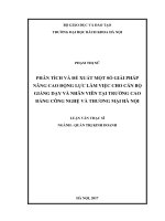 Phân tích và đề xuất một số giải pháp nâng cao động lực làm việc cho cán bộ giảng dạy và nhân viên tại trường cao đẳng công nghệ và thương mại hà nội 