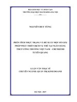 Phân tích thực trạng và đề xuất một số giải pháp phát triển dịch vụ thẻ tại ngân hàng tmcp công thương việt nam – chi nhánh tuyên quang 