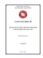 Luận văn Thạc sĩ Kinh tế quốc tế: Thu hút đầu tư trực tiếp nước ngoài (FDI) vào ngành dệt may Việt Nam