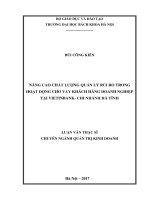 Nâng cao chất lượng quản lý rủi ro trong hoạt động cho vay khách hàng doanh nghiệp tại vietinbank – cn hà tĩnh 