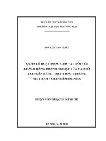 quản lý hoạt động cho vay đối với khách hàng doanh nghiệp vừa và nhỏ tại ngân hàng tmcp công thương việt nam   chi nhánh sơn la 