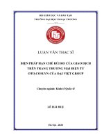 Luận văn Thạc sĩ Kinh tế quốc tế: Các biện pháp hạn chế rủi ro của giao dịch trên trang thương mại điện tử Oto.com.vn của Đại Việt Group