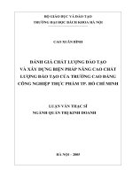 Đánh giá chất lượng đào tạo và xây dựng biện pháp nâng cao chất lượng đào tạo của trường cao đẳng công nghiệp thực phẩm tp  hồ chí minh 