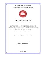 Luận văn Thạc sĩ Kinh doanh thương mại: Quản lý rủi ro tín dụng khách hàng cá nhân tại Ngân hàng Sài gòn Hà Nội- SHB Chi nhánh Quảng Ninh
