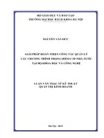 Giải pháp hoàn thiện công tác quản lý các chương trình trọng điểm nhà nước tại bộ khoa học và công nghệ 