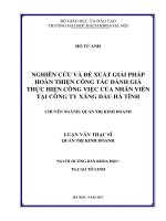 Nghiên cứu và đề xuất giải pháp hoàn thiện công tác đánh giá thực hiện công việc của nhân viên tại công ty xăng dầu hà tĩnh  