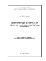Hoàn thiện công tác quản lý các dự án thuộc chương trình mục tiêu quốc gia giáo dục đào tạo của sở giáo dục và đào tạo tỉnh hòa bình 