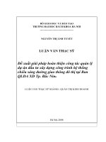 Đề xuất giải pháp hoàn thiện công tác quản lý dự án đầu tư xây dựng công trình hệ thống chiếu sáng đường giao thông đô thị tại bql dự án xây dựng tp bắc ninh 