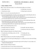 Đề kiểm tra 1 tiết học kì 2 môn sinh học lớp 11 năm 2016 trường thpt a | Lớp 11, Sinh học - Ôn Luyện