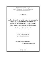 Phân tích và đề xuất một số giải pháp nhằm hạn chế rủi ro tín dụng tại ngân hàng tmcp xuất nhập khẩu việt nam   chi nhánh quảng ninh 
