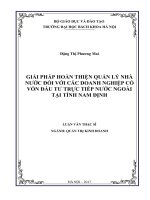 Giải pháp hoàn thiện quản lý nhà nước đối với các doanh nghiệp có vốn đầu tư trực tiếp nước ngoài tại tỉnh nam định 