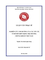 Luận văn Thạc sĩ Tài chính ngân hàng: Nghiên cứu ảnh hưởng của các yếu tố vĩ mô đến biến động thị trường chứng khoán Việt Nam