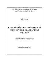 Hạn chế phân chia di sản thừa kế theo quy định của pháp luật việt nam 