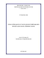 Tăng cường quản lý ngân sách xã trên địa bàn huyện lạng giang, tỉnh bắc giang 