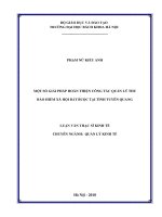 Một số giải pháp hoàn thiện công tác quản lý thu bảo hiểm xã hội bắt buộc tại tỉnh tuyên quang 