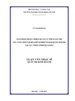 Giải pháp hoàn thiện quản lý thuế giá trị gia tăng đối với doanh nghiệp ngoài quốc doanh tại cục thuế tỉnh hà giang 