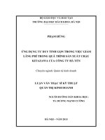 Ứng dụng tư duy sản xuất tinh gọn trong việc giảm lãng phí trong quá trình sản xuất chậu kitazawa tại công ty hayen 