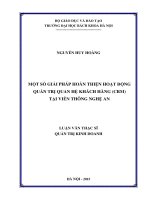 Một số giải pháp hoàn thiện hoạt động quản trị quan hệ khách hàng (crm) tại viễn thông nghệ an 