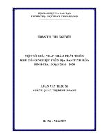 Một số giải pháp nhằm phát triển khu công nghiệp trên địa bàn tỉnh hòa bình giai đoạn 2016 2020 