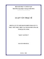 Luận văn Thạc sĩ Luật kinh tế: Pháp luật về chế độ bảo hiểm thai sản và thực tiễn thực hiện tại thành phố Uông Bí, tỉnh Quảng Ninh
