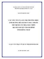 Các yếu tố của giá trị thương hiệu, ảnh hưởng đến hành vi mua thuốc trừ bệnh cây hoa màu trên địa bàn huyện thanh bình tỉnh đồng tháp 
