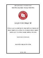 Luận văn Thạc sĩ Quản trị kinh doanh: Nâng cao vai trò quản trị nhân sự trong sự phát triển của công ty cổ phần phát triển nhân sự và công nghệ thông tin ITM