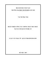 Hoàn thiện công tác chống thất thu thuế tại cục hải quan nghệ an 