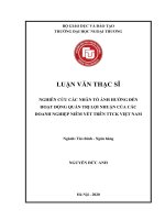 Luận văn Thạc sĩ Tài chính ngân hàng: Nghiên cứu các nhân tố ảnh hưởng đến hoạt động quản trị lợi nhuận của các doanh nghiệp niêm yết trên TTCK Việt Nam