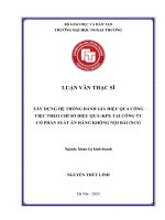 Luận văn Thạc sĩ Quản trị kinh doanh: Xây dựng hệ thống đánh giá hiệu quả công việc theo chỉ số hiệu quả (KPI) tại Công ty cổ phần Suất ăn Hàng không Nội Bài (NCS)