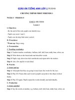 Tải Giáo án Tiếng Anh lớp 1 Tuần 8 sách First Friends 1 - Giáo án môn tiếng Anh lớp 1 theo tuần