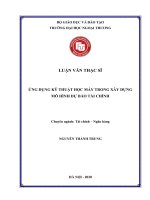 Luận văn Thạc sĩ Tài chính ngân hàng: Ứng dụng kỹ thuật học máy trong xây dựng mô hình dự báo tài chính