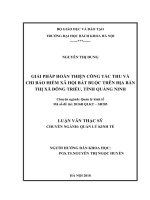 Giải pháp hoàn thiện công tác thu và chi bảo hiểm xã hội bắt buộc trên địa bàn thị xã đông triều, tỉnh quảng ninh 