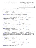 Đề kiểm tra 45 phút Giải tích 12 chương 2 năm học 2017 – 2018 trường THPT Đoàn Thượng – Hải Dương | Toán học, Lớp 12 - Ôn Luyện