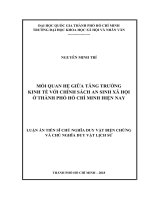 Mối quan hệ giữa tăng trưởng kinh tế với chính sách an sinh xã hội ở thành phố hồ chí minh hiện nay 